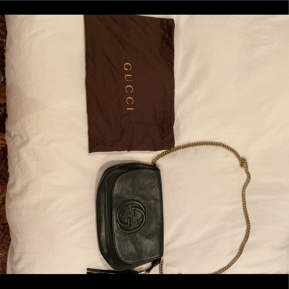 Gucci Soho Medium Leather Shoulder Bag, Black